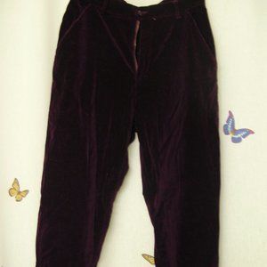 Plum purple velvet velour straight leg curvy fit pants size 12 vintage ish